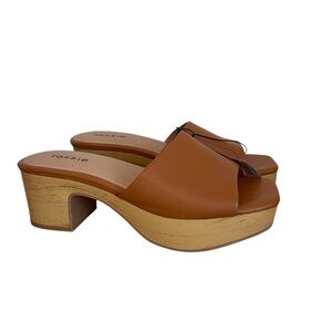 Torrid NWT Square Toe Platform Brown Sandals Heels Size 10.5